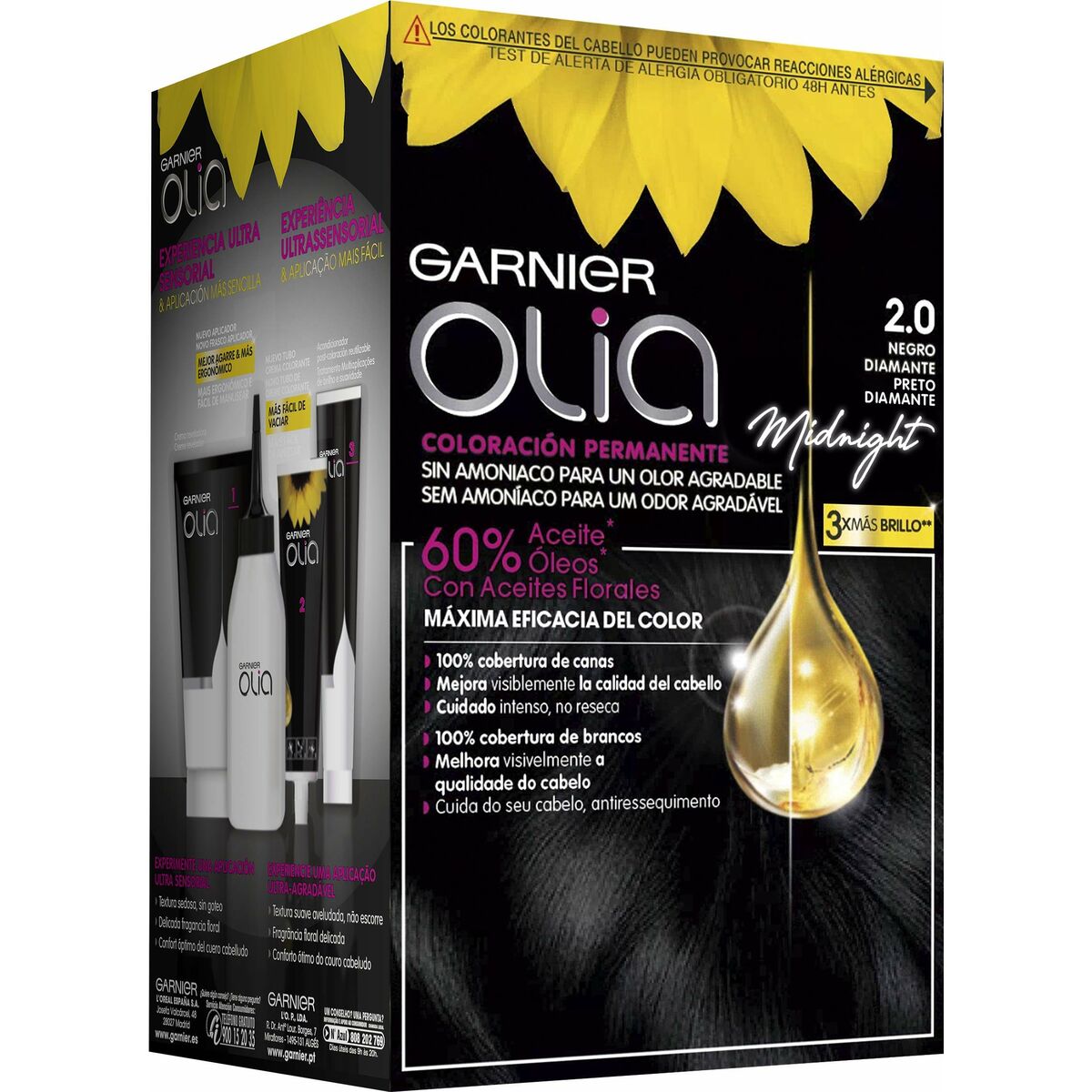 Permanent paint Garnier Olia No ammonia Nº 2. 0 Black Diamond-2