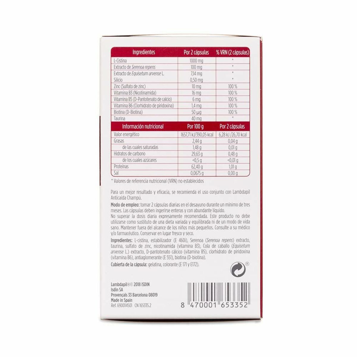 Isdin Lambdapil Kapseln Behandlungen gegen Haarausfall (60 uds)-2