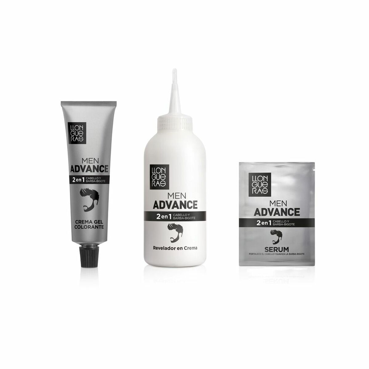 Llongueras Men Advance Coloring Cream Semi Permanent 3 - Dark Brown (4 pcs)-2