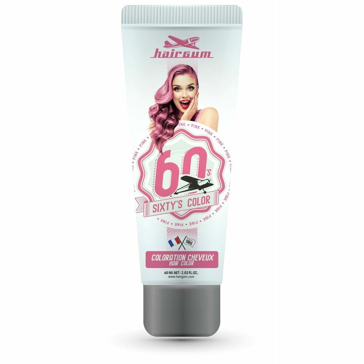 Colore semiermanente Hairgum Sixty's Color Rosa (60 ml)
