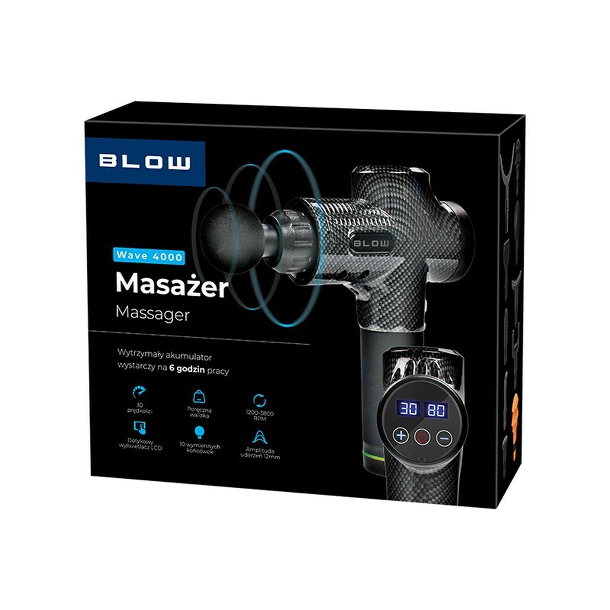 Электрический ручной массажер Blow Wave 4000 Чёрный Серый 2200 mAh-7