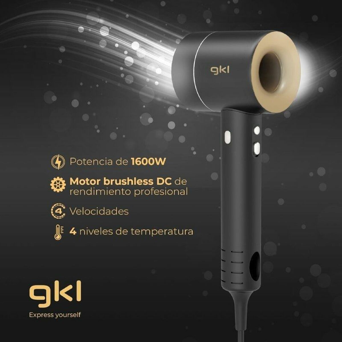Фен GKL Onyx Sense Чёрный 1600 W-5