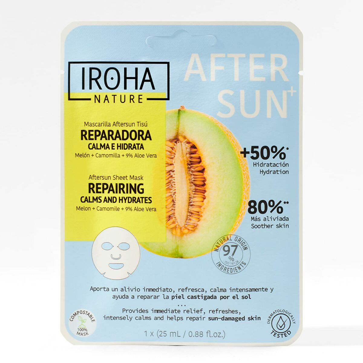 Маска для лица Iroha  Repairing calms and hydrates Дыня (1 штук)-2