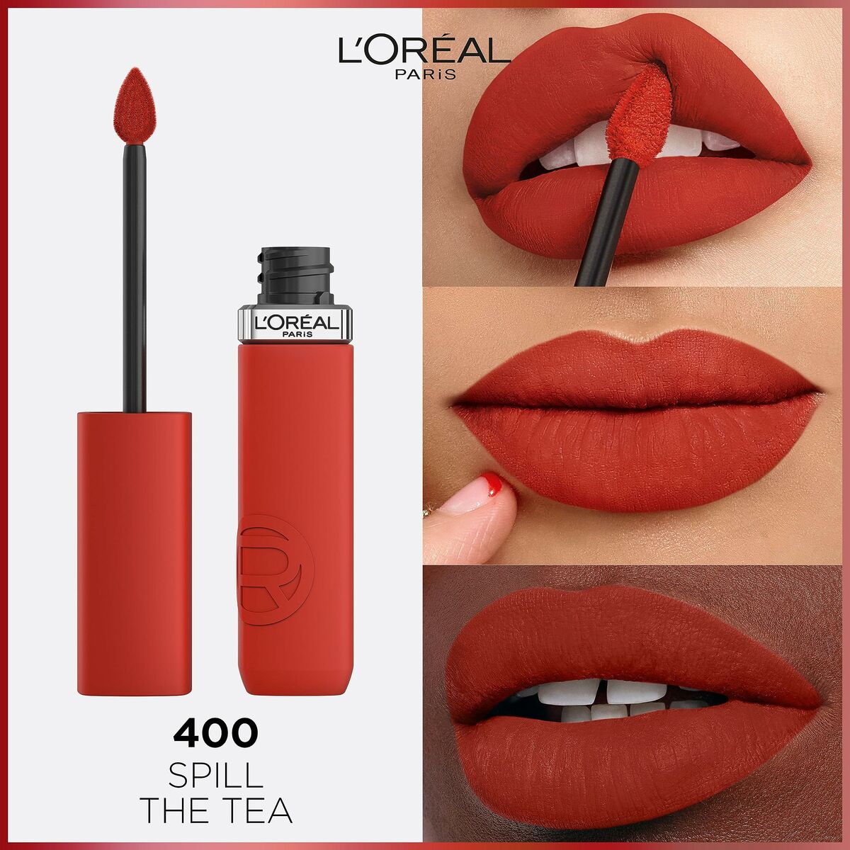 Rossetto liquido L'Oreal Make Up Infailible Matte Resistance Spill the Tea N° 400 (1 pezzo)-5