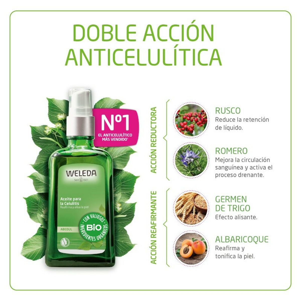 Olio anti-cellulite per corpo Weleda Abedul 100 ml x 2-4
