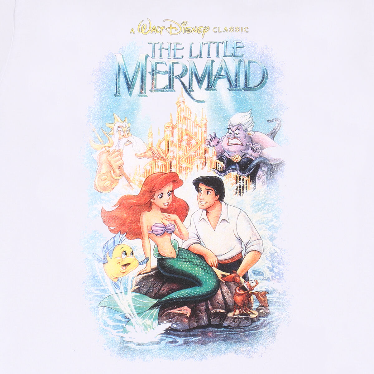 Футболка с коротким рукавом The Little Mermaid Classic Poster Белый Унисекс-2
