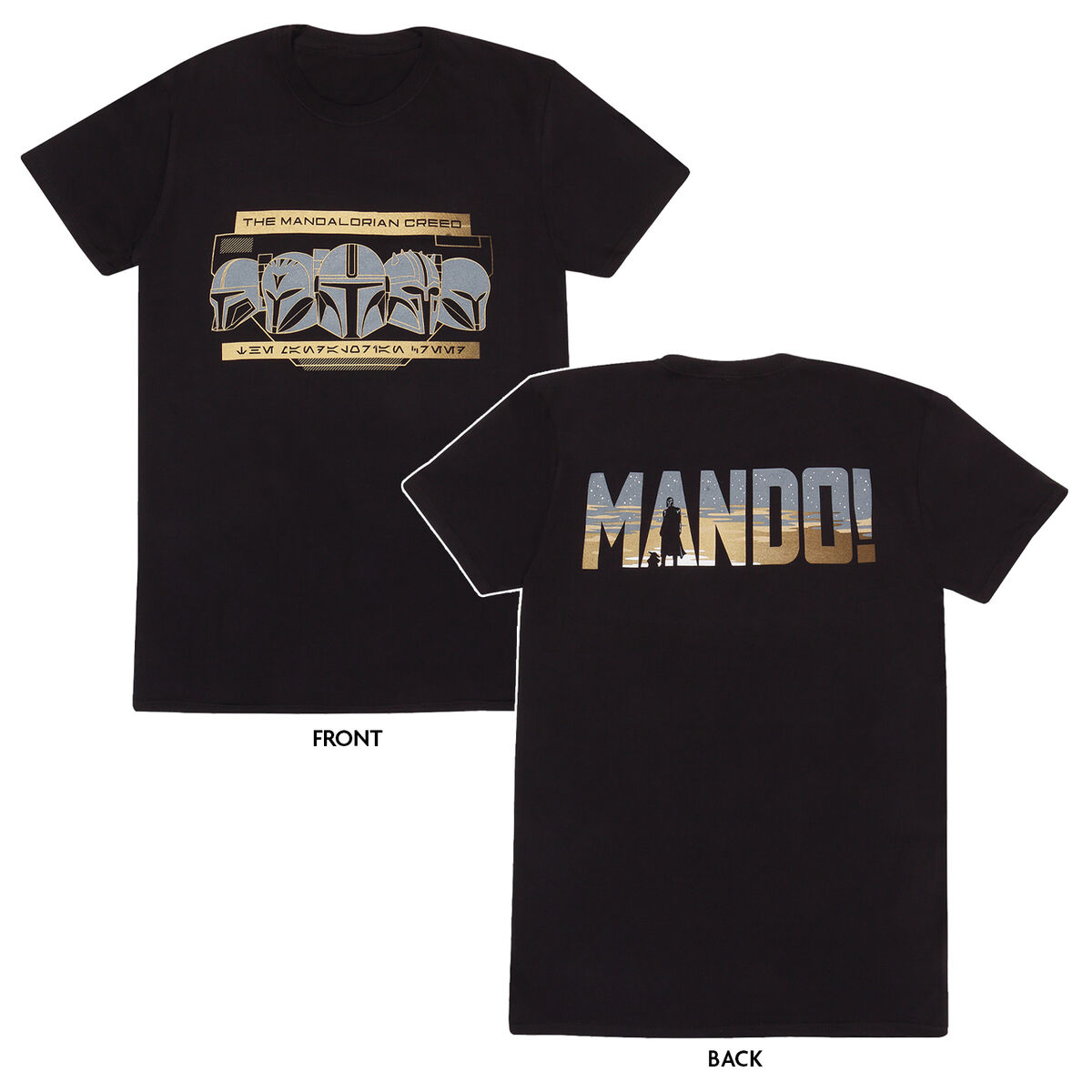T-shirt à manches courtes The Mandalorian Row of Helmets Black Unisex-4