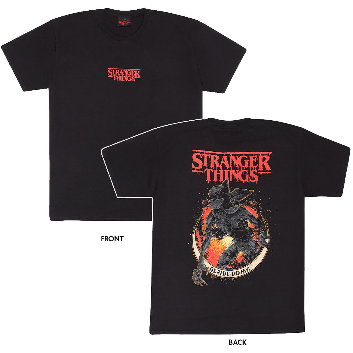 T-shirt à manches courtes Stranger Things Demogorgon Upside Down Black Unisex-4
