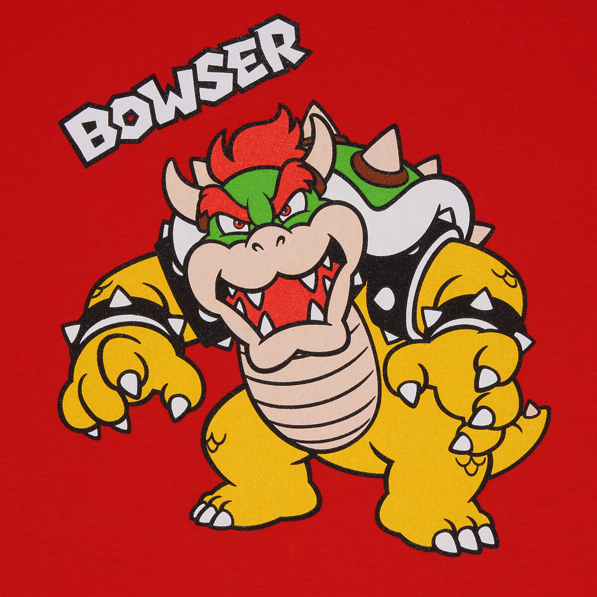 Детский Футболка с коротким рукавом Super Mario Bowser Text Красный-3