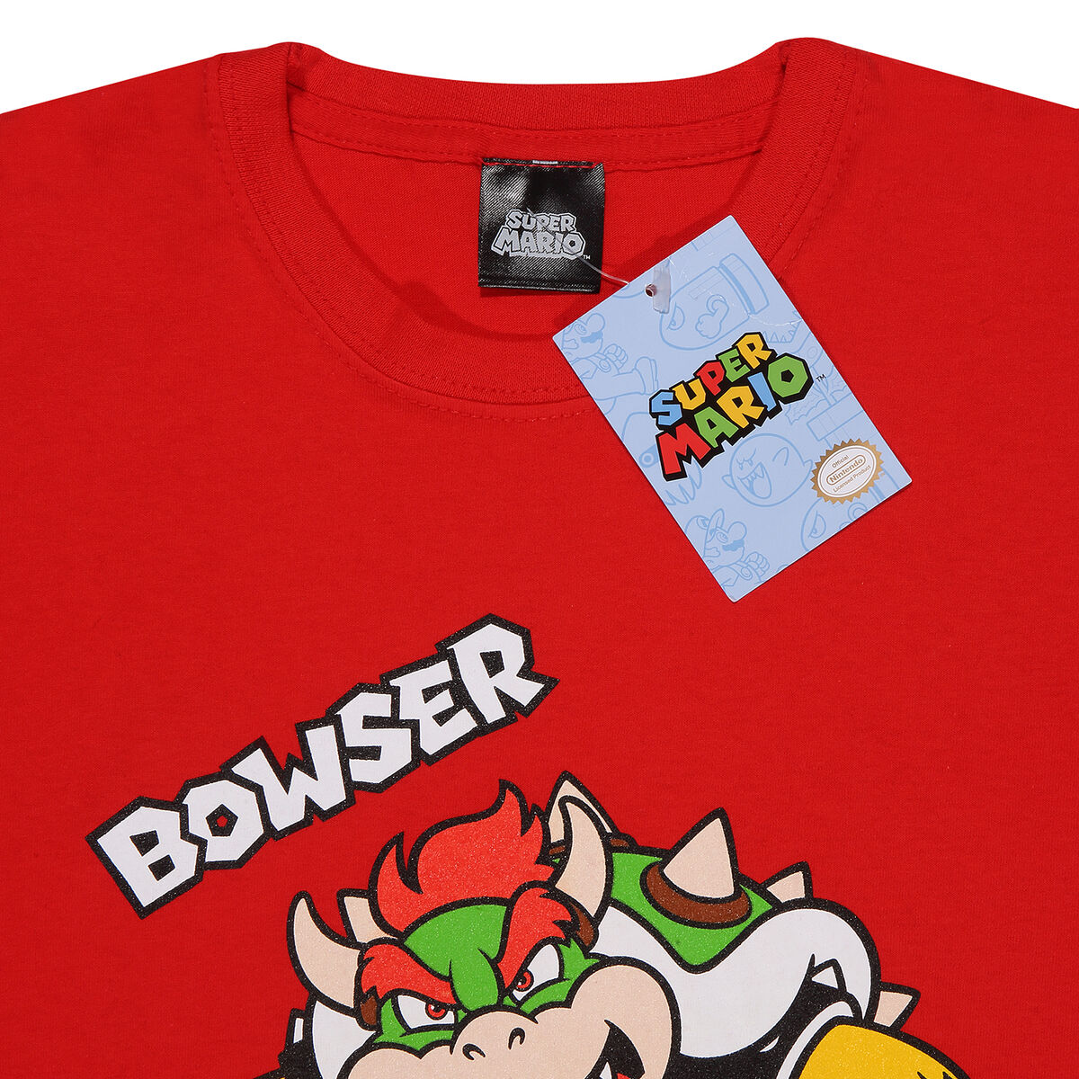 Детский Футболка с коротким рукавом Super Mario Bowser Text Красный-2