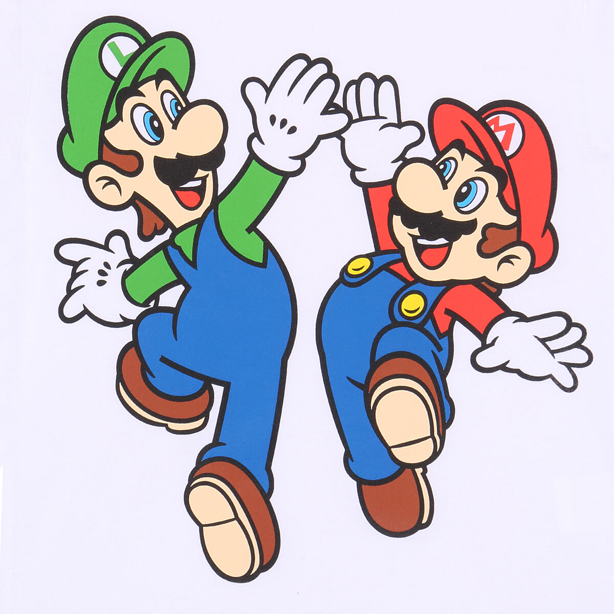 T-shirt pour enfants à manches courtes Super Mario Mario et Luigi Blanc-2