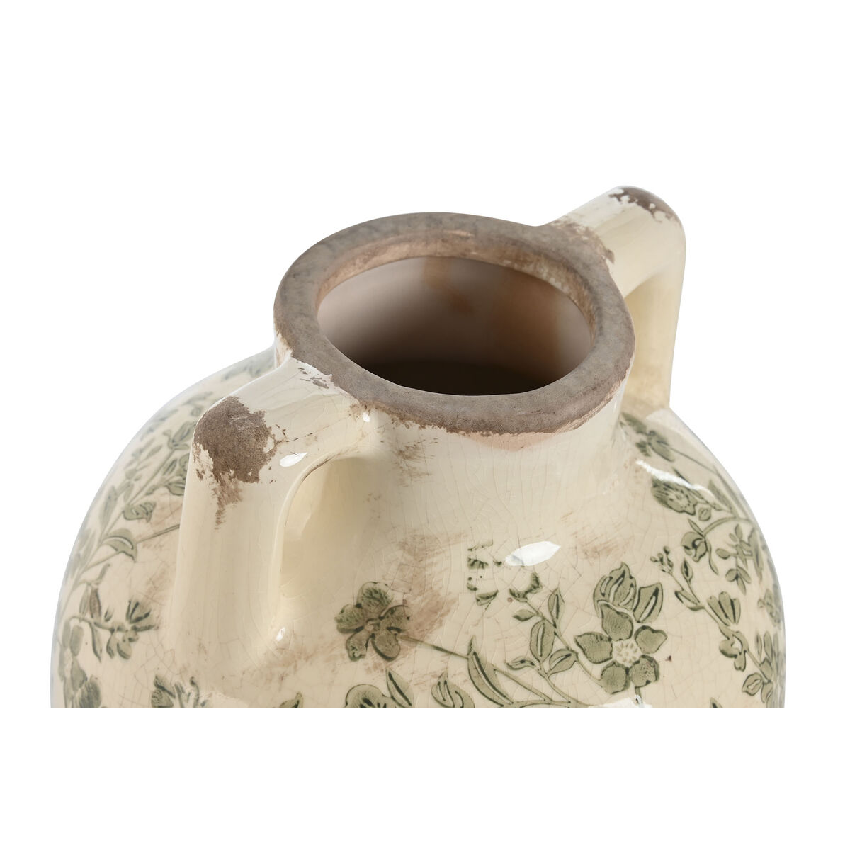 Küýze Home ESPRIT Ak goňur ýaşyl keramika Ösümlik ýapragy 17 x 17 x 22 sm-2