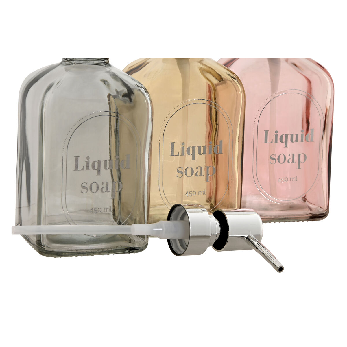 Sabun dispenseri Home ESPRIT Orange Pink Amber Şüşə ABS 450 ml 8 x 7,5 x 19 sm (3 ədəd)-2