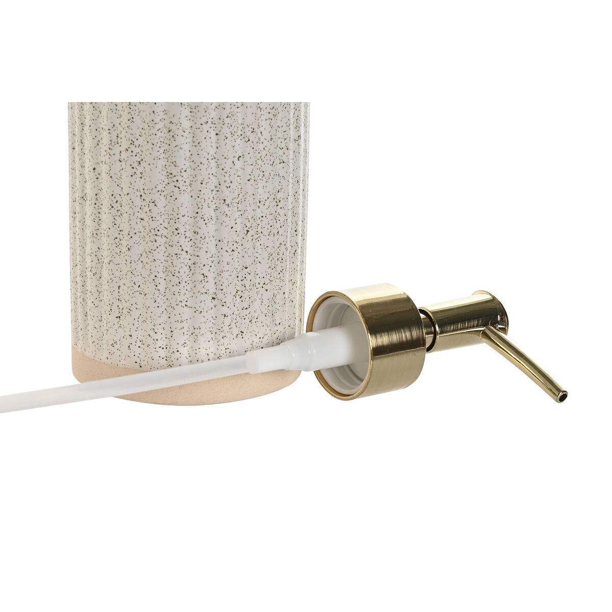 Soap Dispenser Home ESPRIT Beige Gold Plated Matte Ceramics 8 x 7 x 21 cm-2