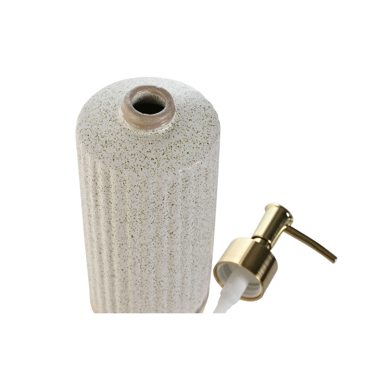 Soap Dispenser Home ESPRIT Beige Gold Plated Matte Ceramics 8 x 7 x 21 cm-3