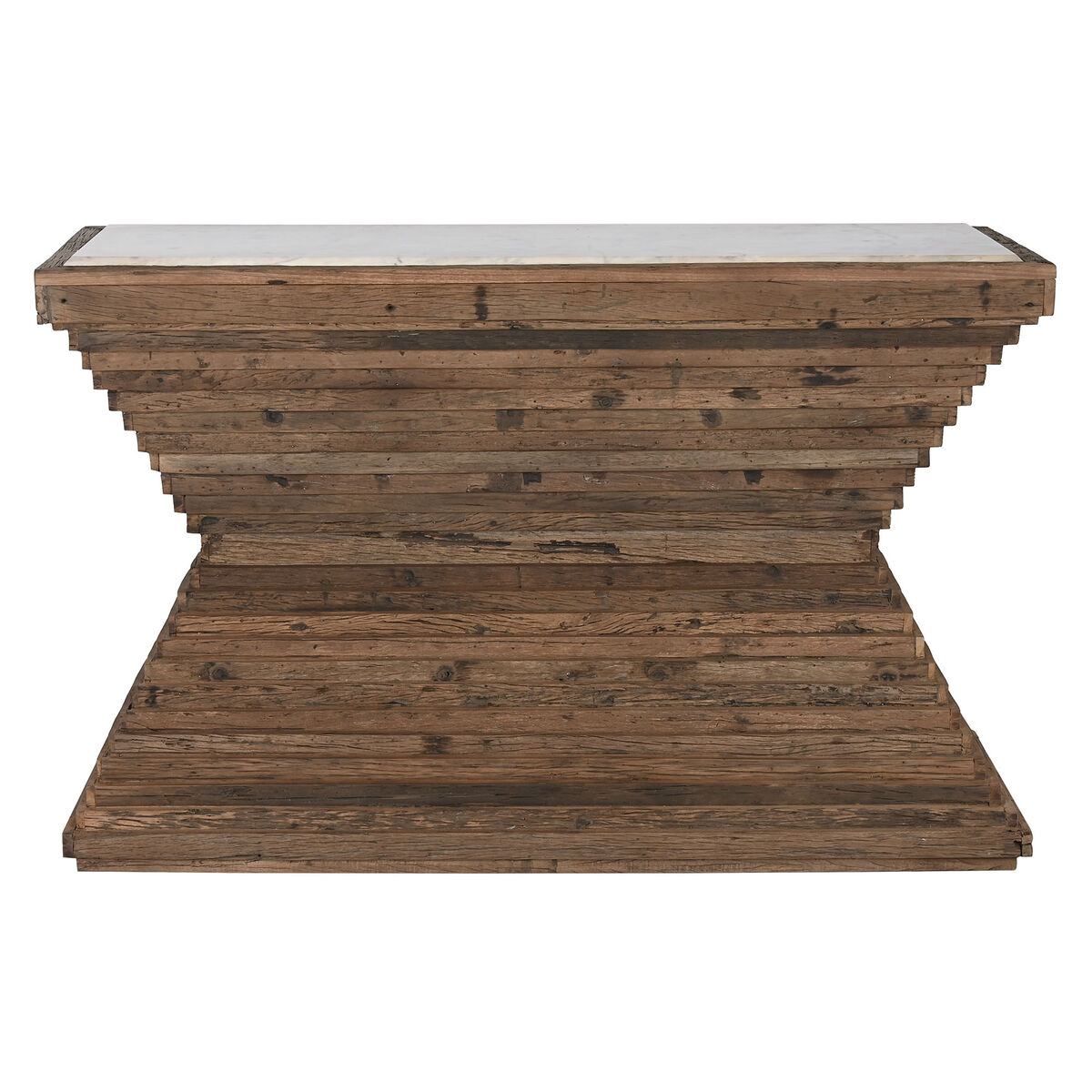 कंसोल होम ESPRIT येलो व्हाइट ब्राउन मार्बल पुनर्नवीनीकरण लकड़ी 138 x 45 x 87 सेमी-2