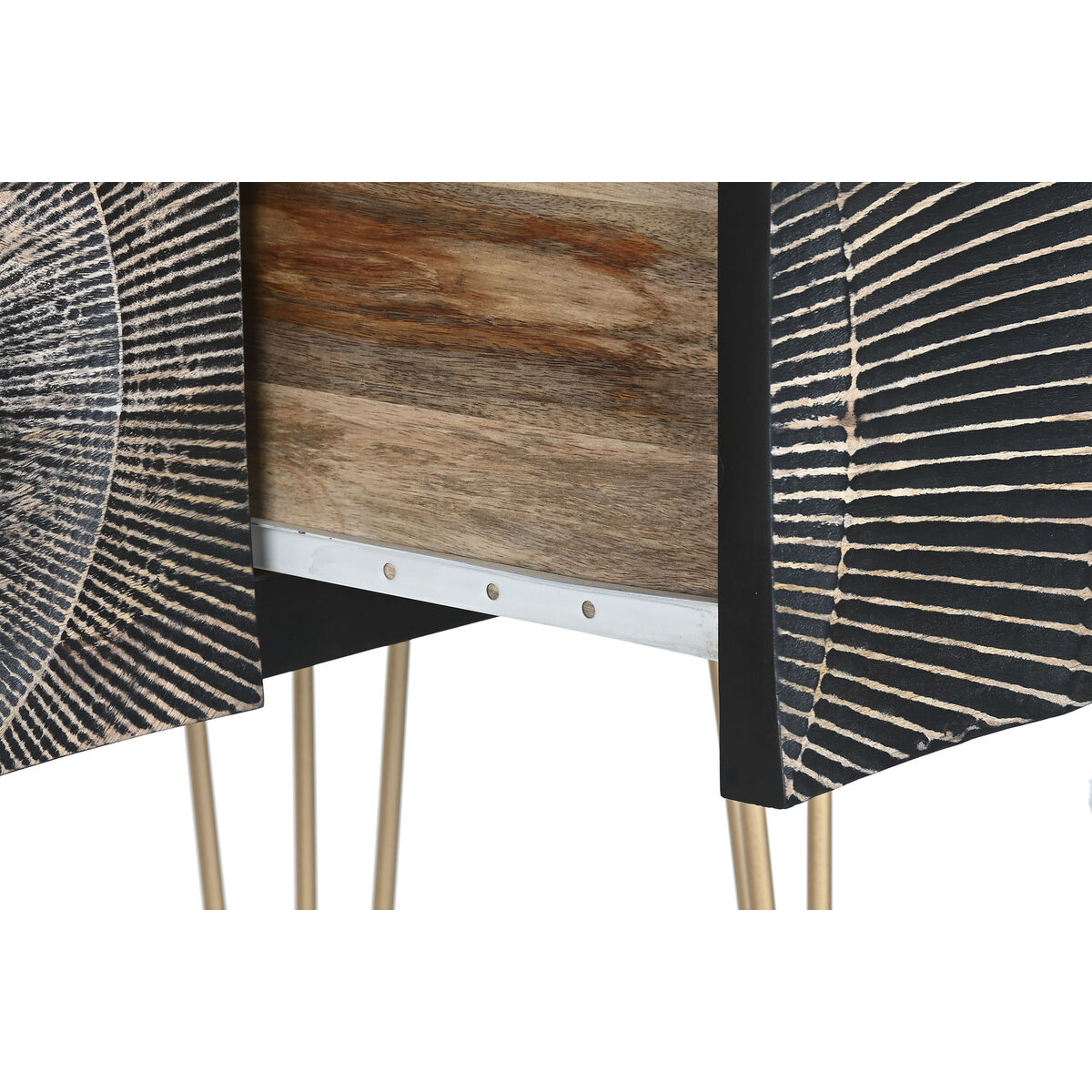 Консоль Home ESPRIT Чёрный Позолоченный Металл Древесина манго 120 x 38 x 76 cm-4
