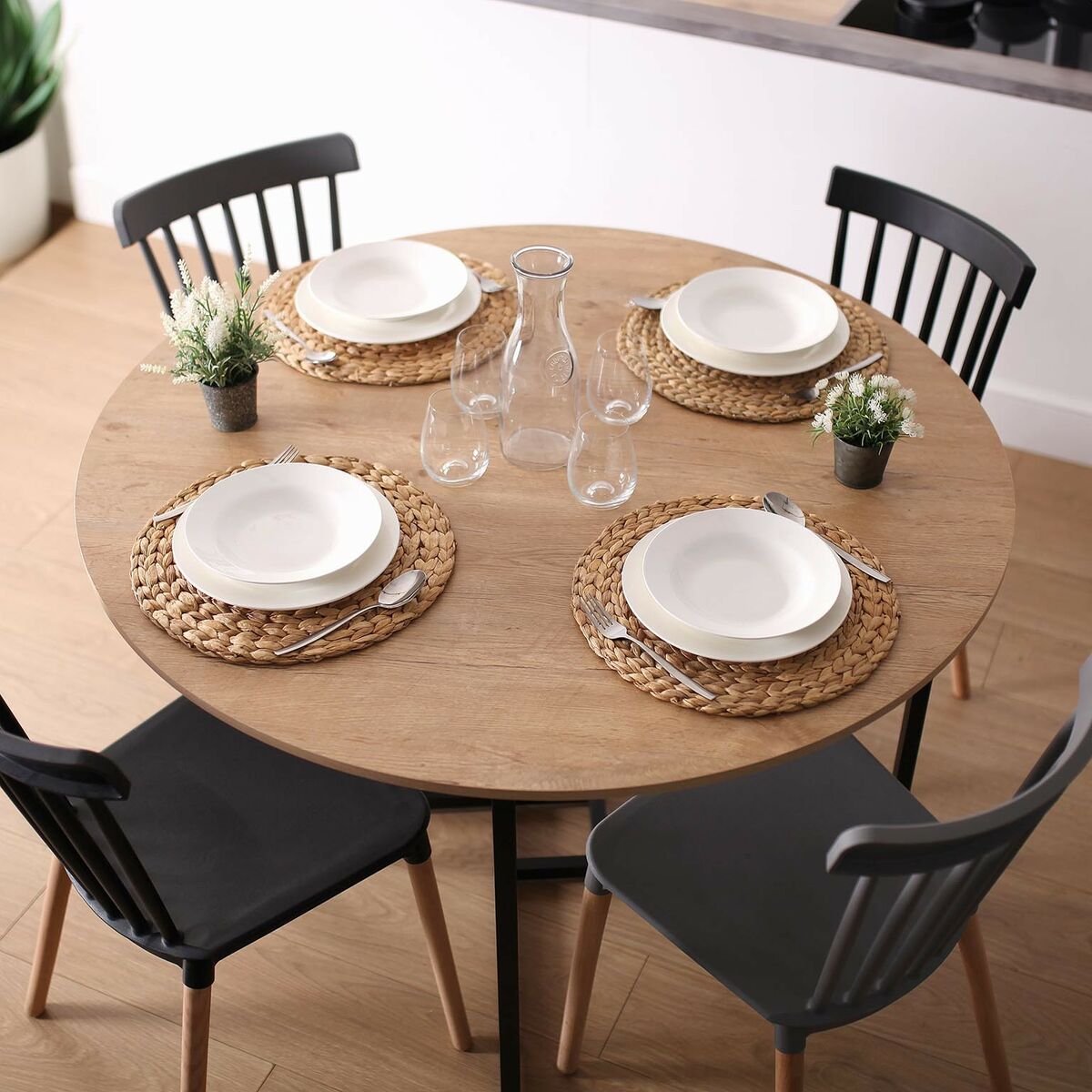 Dining table Versa Beatriz PVC Metal Wooden MDF 120 x 76 x 120 cm-2
