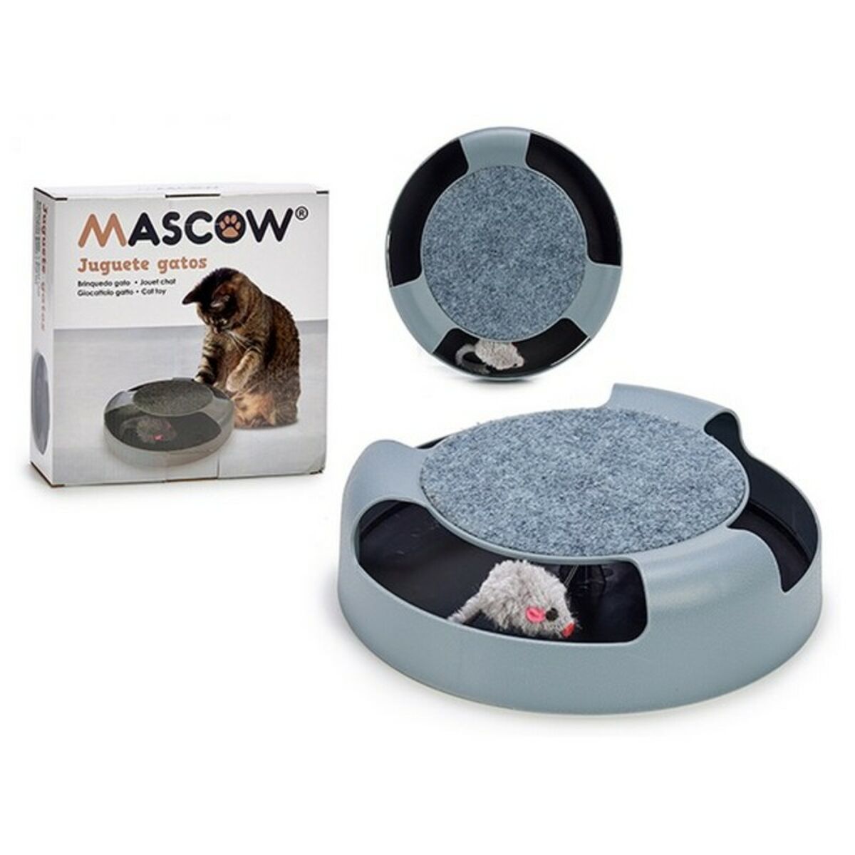 Brinquedo para gatos Rato Rueda cinza polipropileno 25 x 6,5 x 25 cm-2
