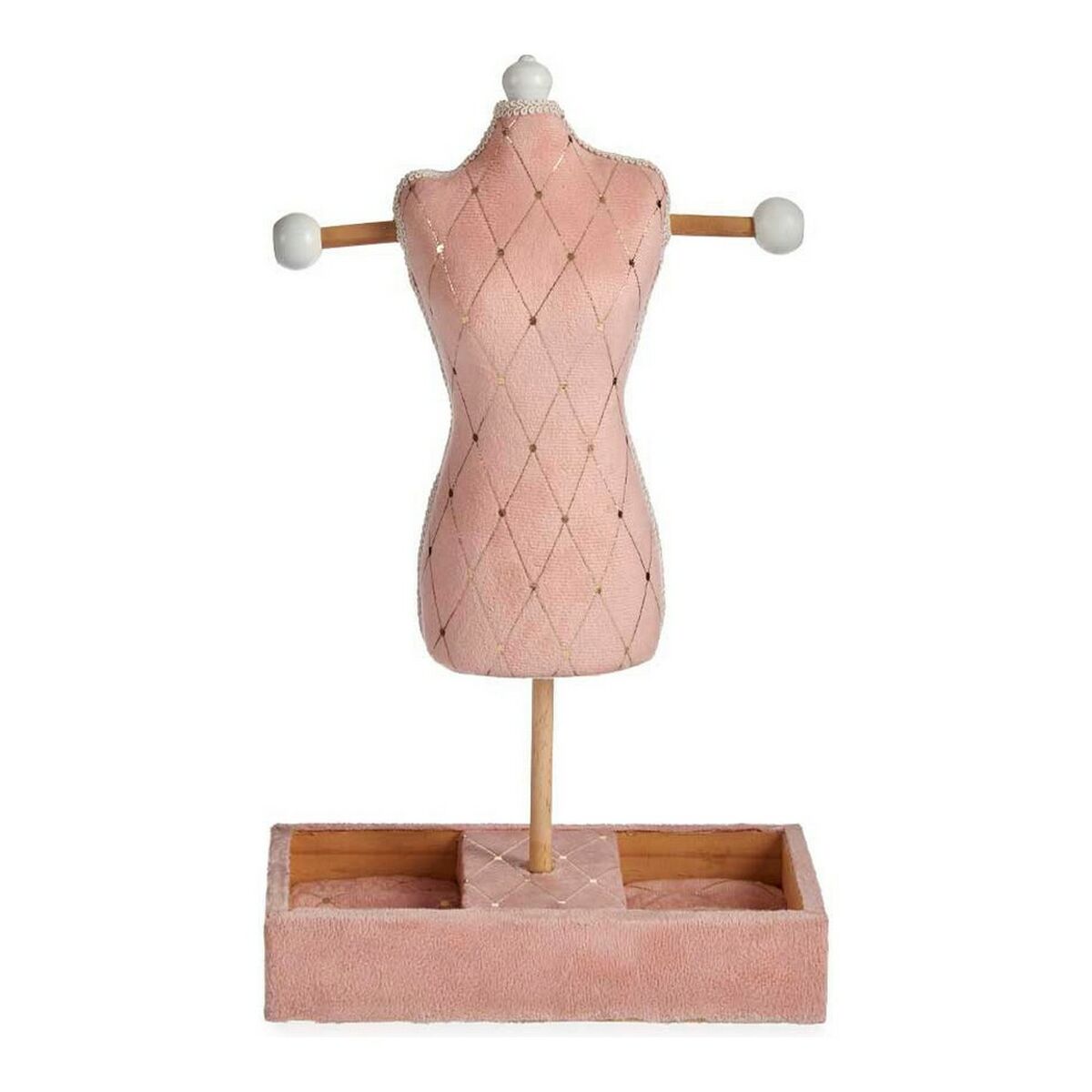 Foot Jewelry Box Pink Velour Wooden (12 x 40 x 24 cm)-2