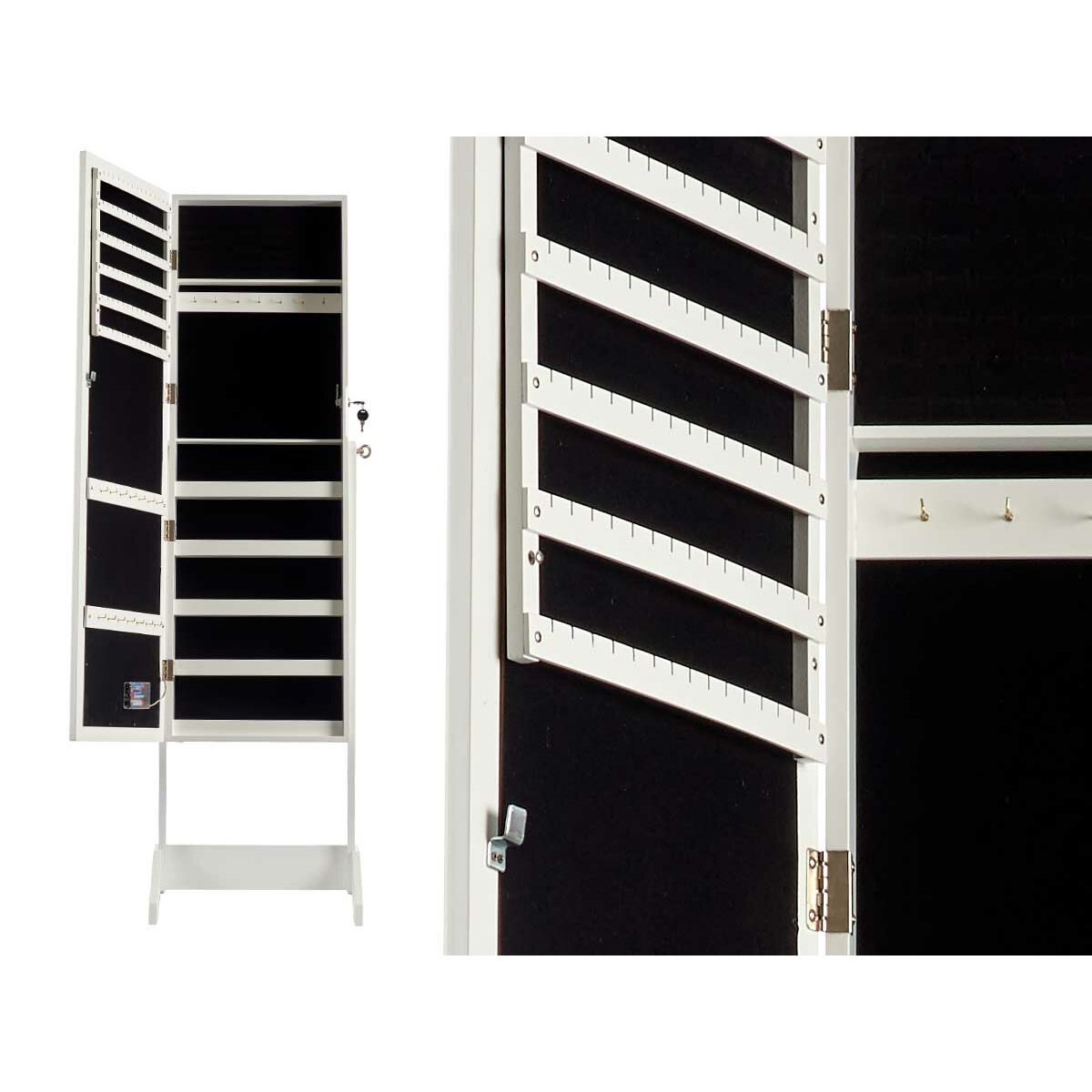 Зеркало Шкатулка для драгоценностей на ножке Белый Деревянный MDF (41 x 147 x 36,5 cm)-2