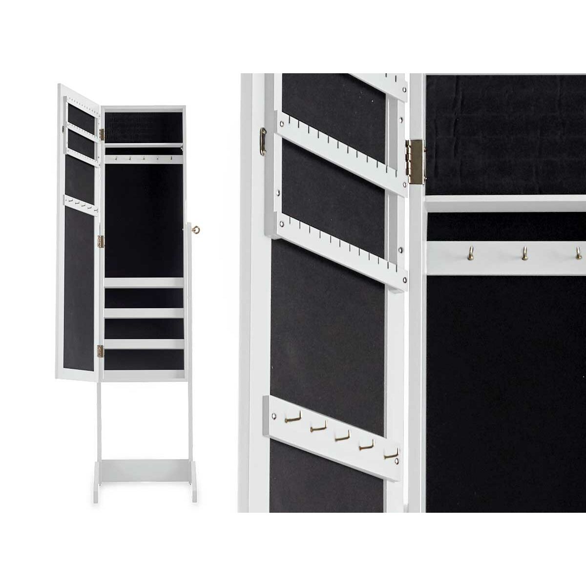 Зеркало Шкатулка для драгоценностей на ножке Белый Деревянный MDF (36 x 140 x 36,5 cm)-2