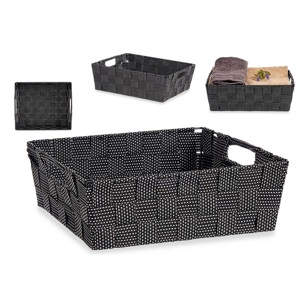 Basket Black Fabric 23 x 8 x 27 cm-2