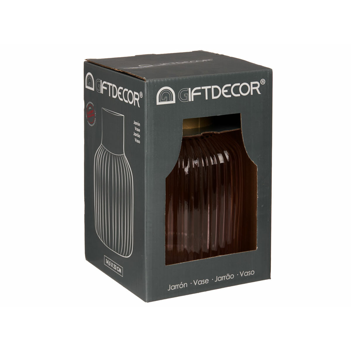 水罐射線粉紅色鍍金玻璃（14.5 x 22 x 14.5 cm）-2