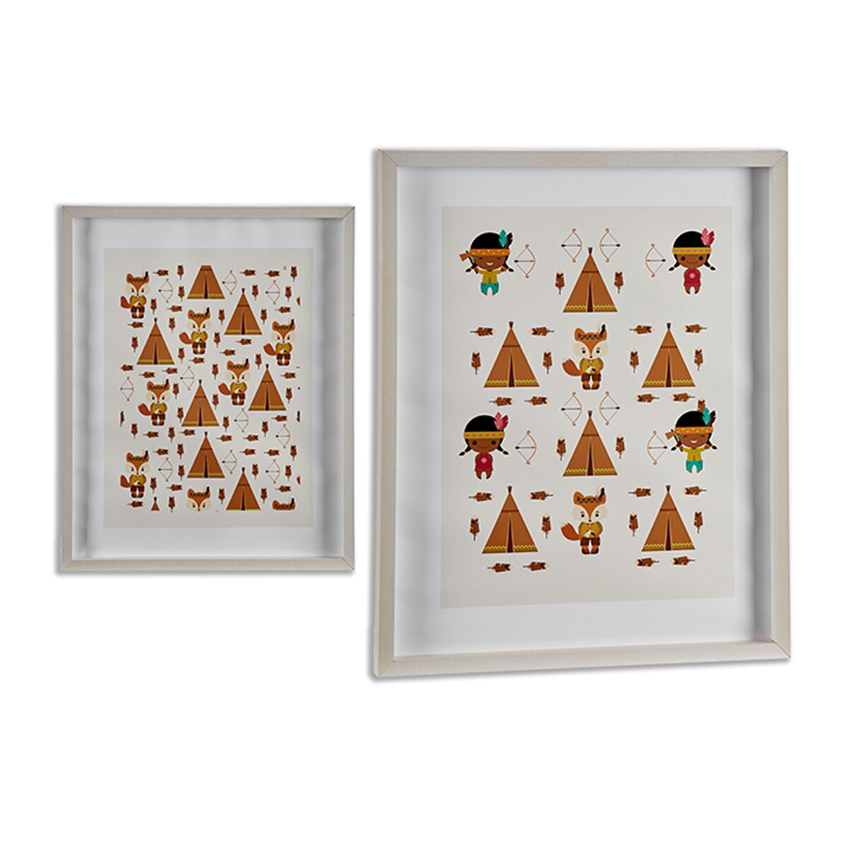 Картина Коричневый Деревянный Белый (6 штук) (2,5 x 52 x 42 cm)-2