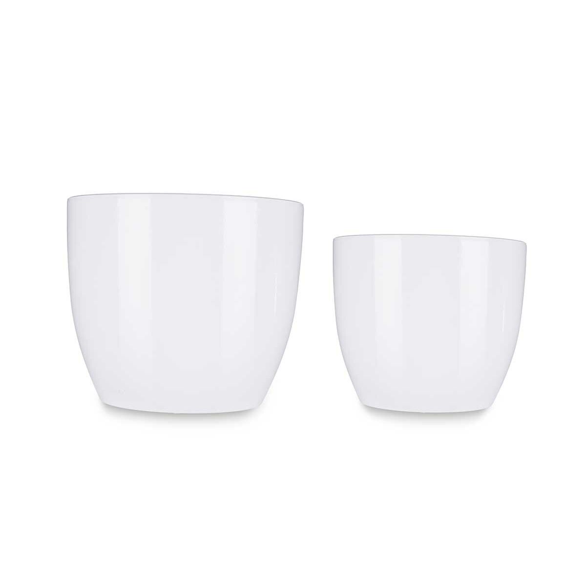 Ensemble de pots V 22 cm V 28 cm 2 Objets Argile blanche-2