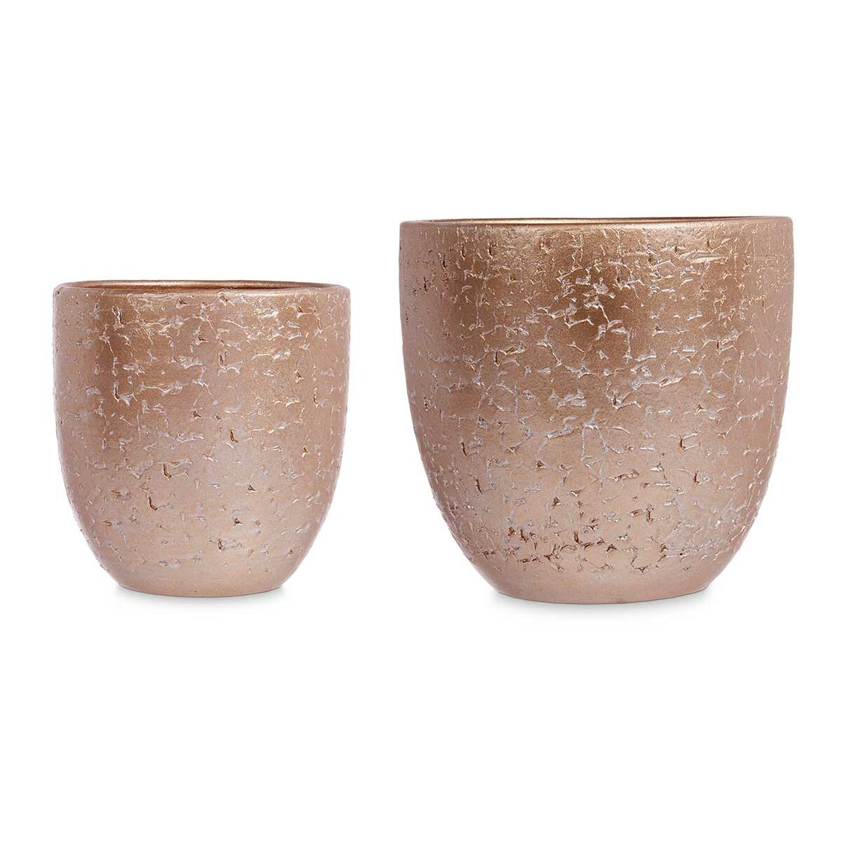 Set of pots Ø 20 cm Ø 25 cm 2 Items Pearl Gilded Ceramics-2