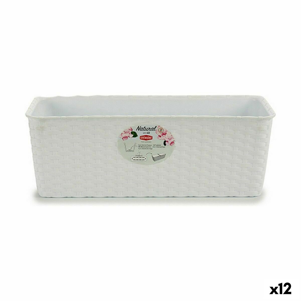Caixa externa para plantas Stepanplast Plástico Branco 39 x 13,5 x 15 cm (12 peças)