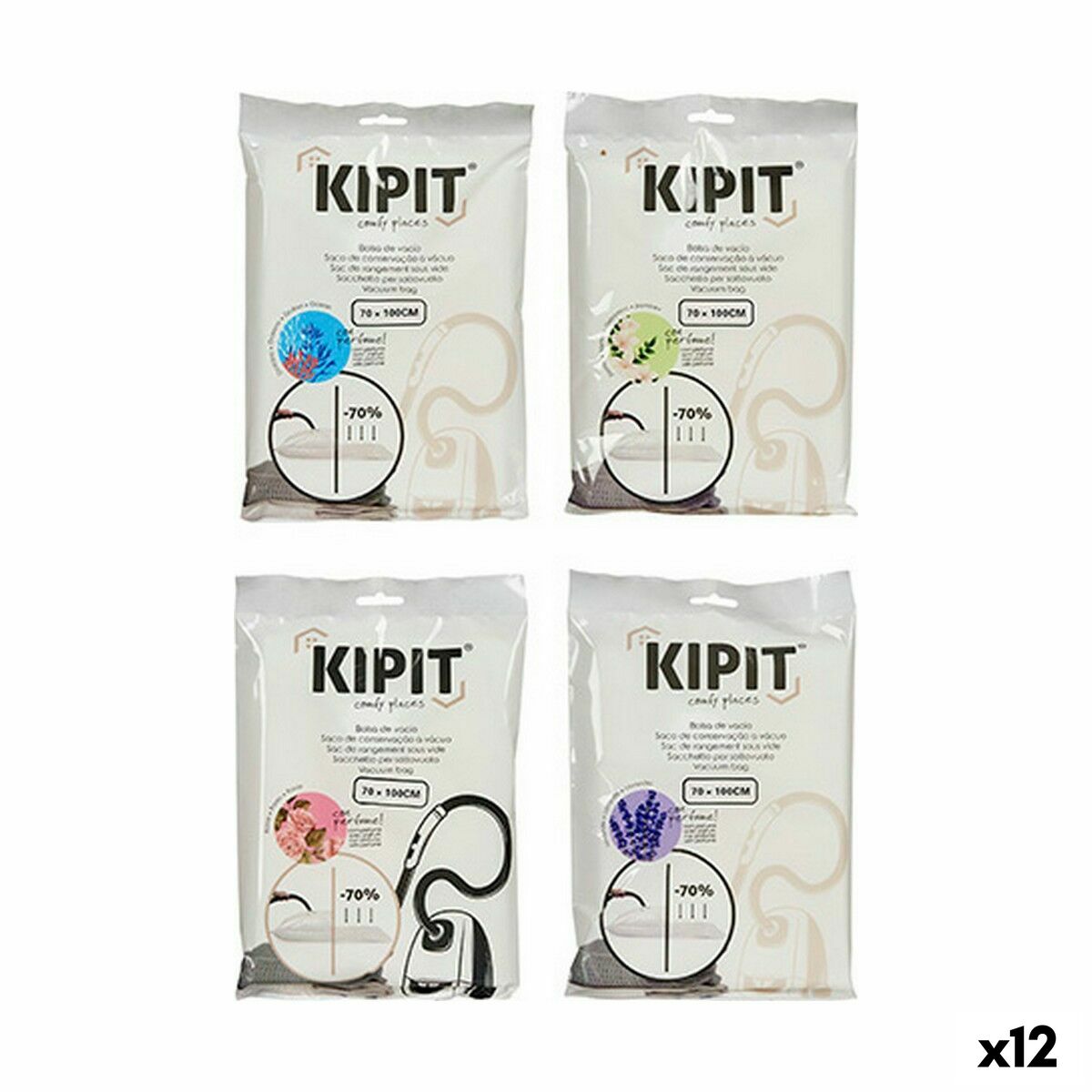 Sachets sous vide en plastique transparent 70 x 100 cm (12 pièces)