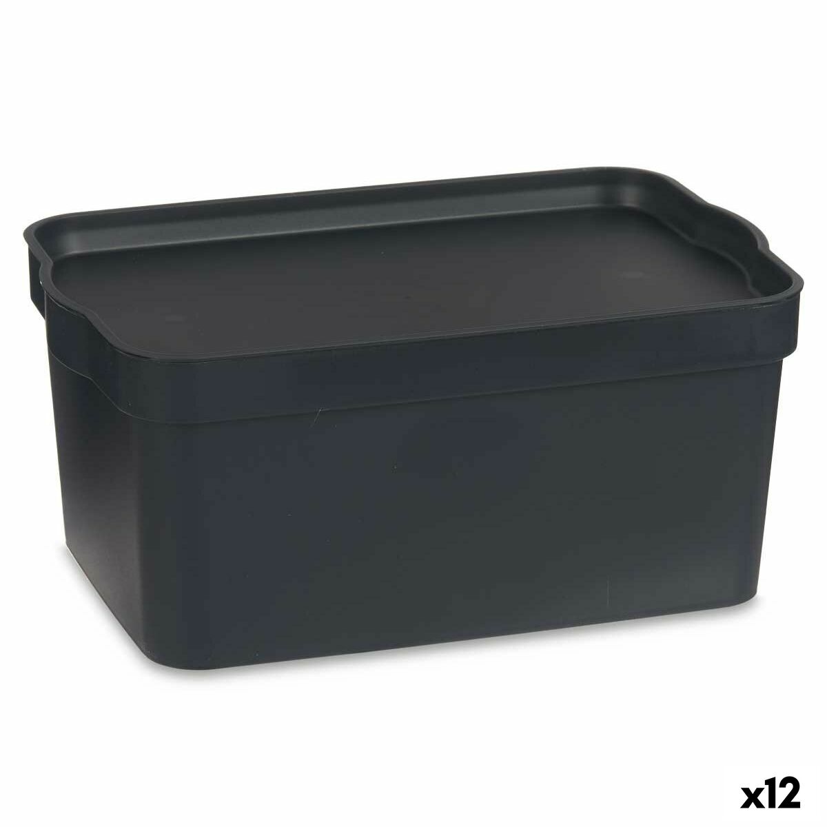 Conteneur de stockage avec couvercle Plastique anthracite 7,5 L 21 x 14,2 x 32 cm (12 pièces)