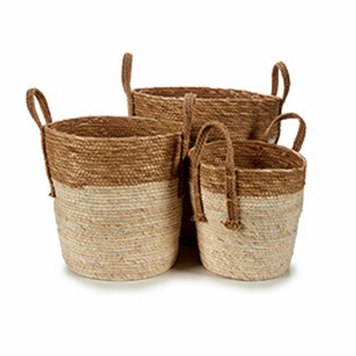Brown Natural Straw Basket Set (2 pieces)-2
