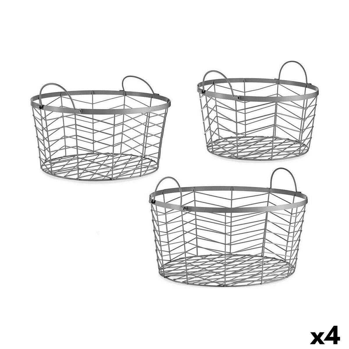 Ensemble de paniers Avec poignées Argent Métal (4 pièces)