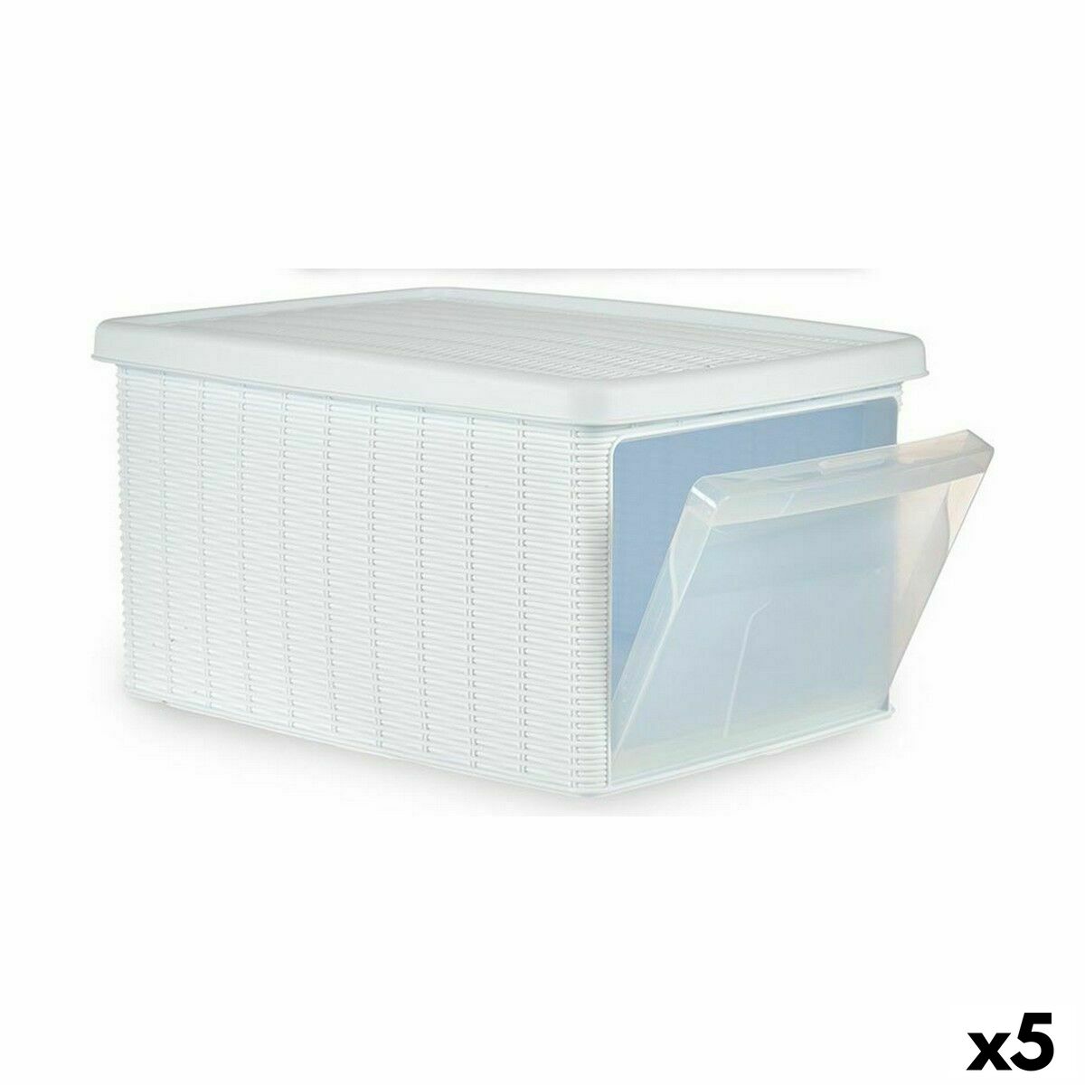 Conteneur de stockage avec couvercle Stefanplast Elegance Latéral en plastique blanc 29 x 21 x 39 cm (5 pièces)