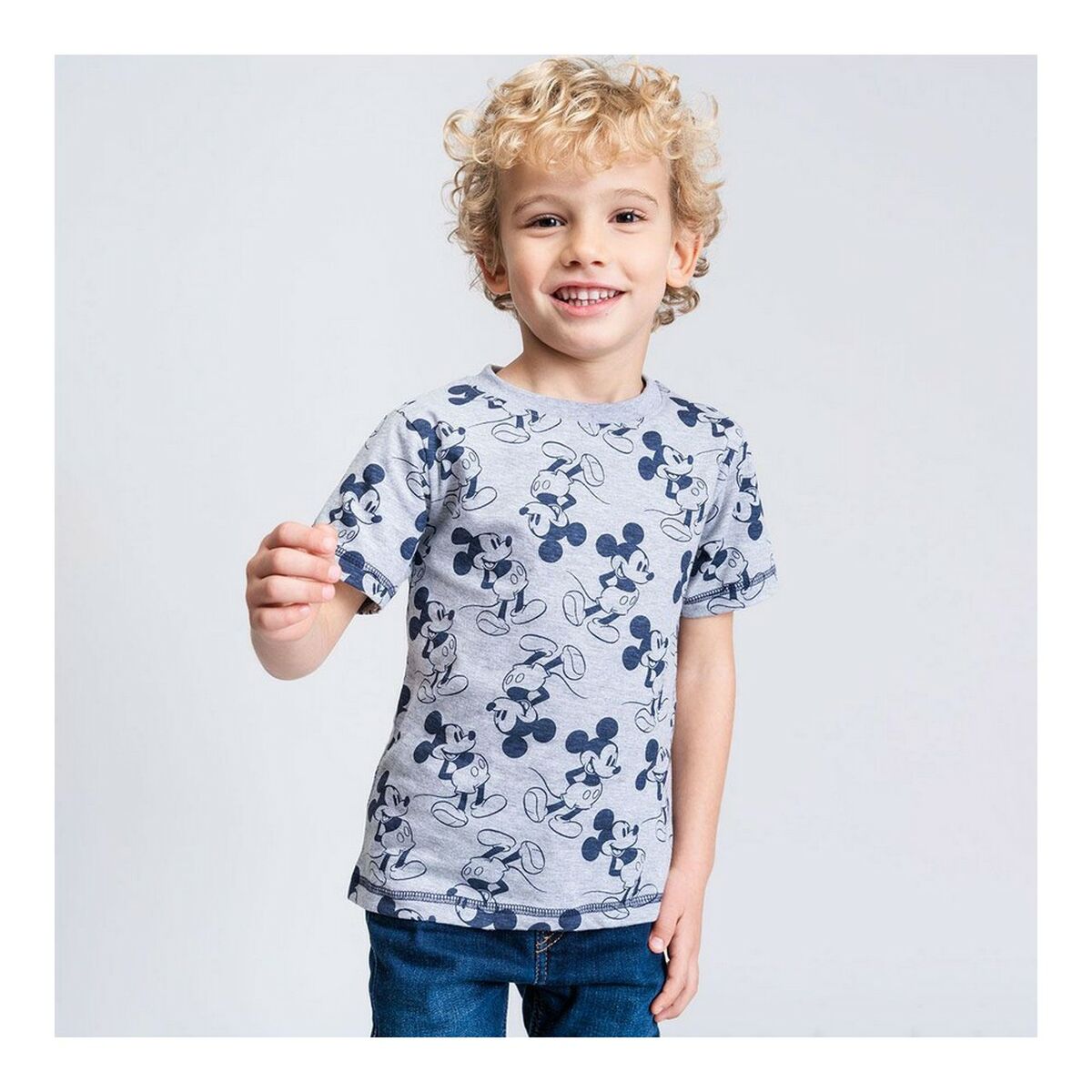 Mickey Mouse Children's Short Sleeve T-Shirt Grey-3