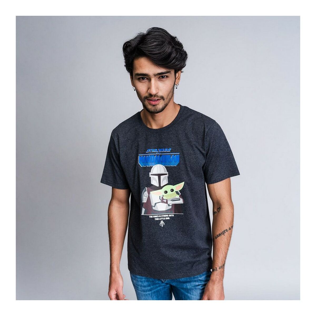 Men's Short Sleeve T-Shirt The Mandalorian Black Adults-4