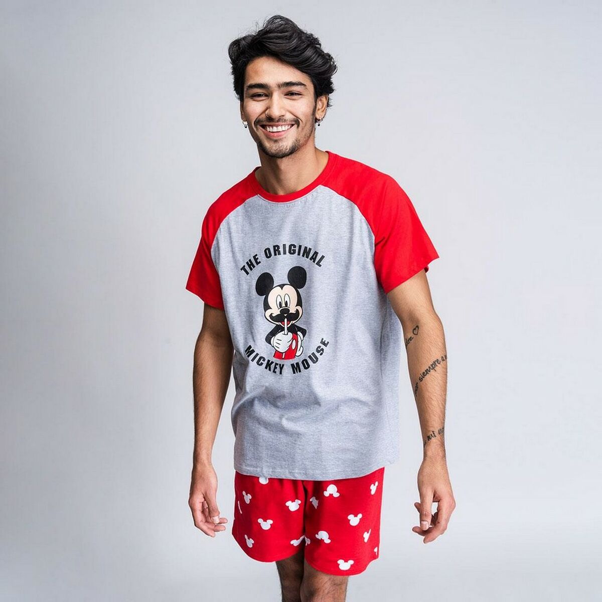 Летняя пижама для мальчиков Mickey Mouse Красный (взрослых) Мужской Серый-6