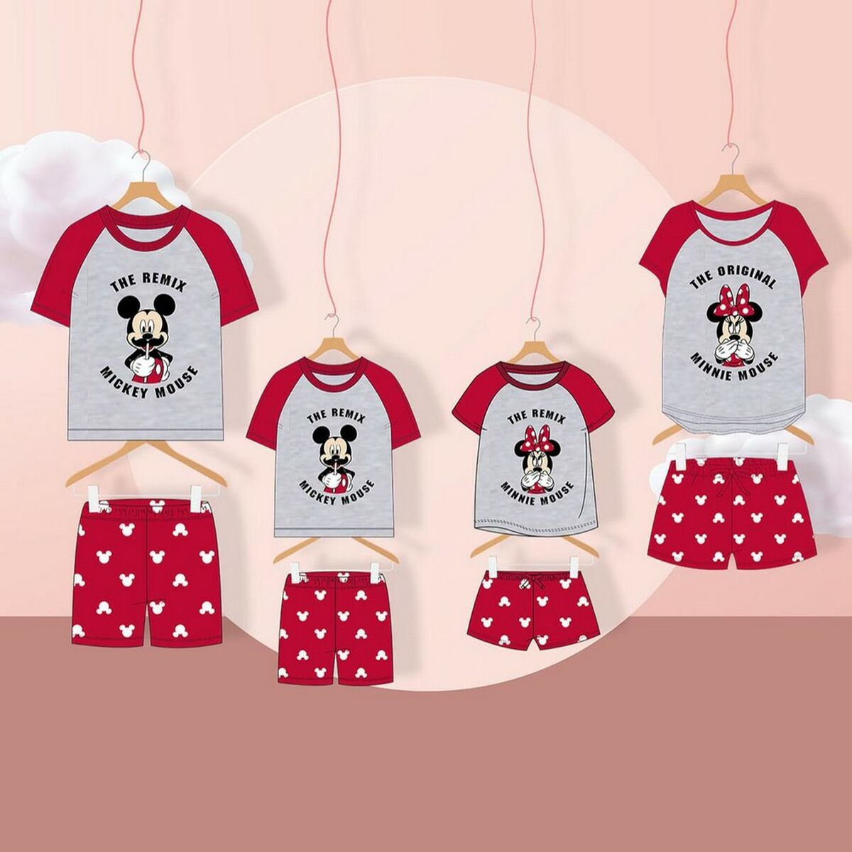 Летняя пижама для мальчиков Minnie Mouse Красный Женщина Серый-4