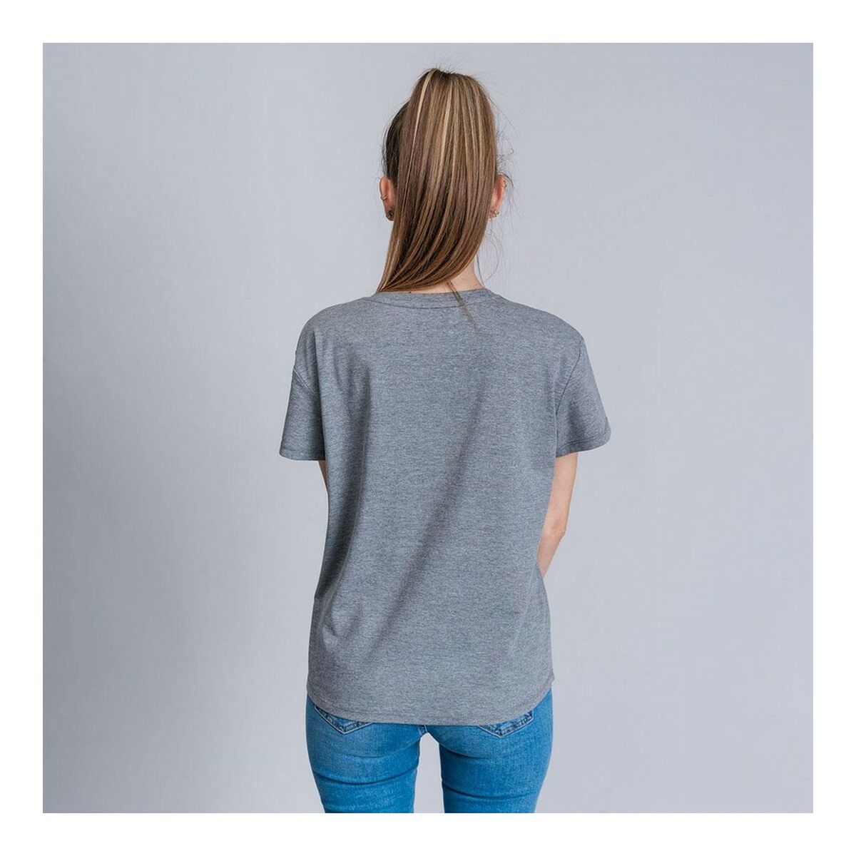 Women's Snoopy Grey Dark Grey Short Sleeve T-Shirt-2