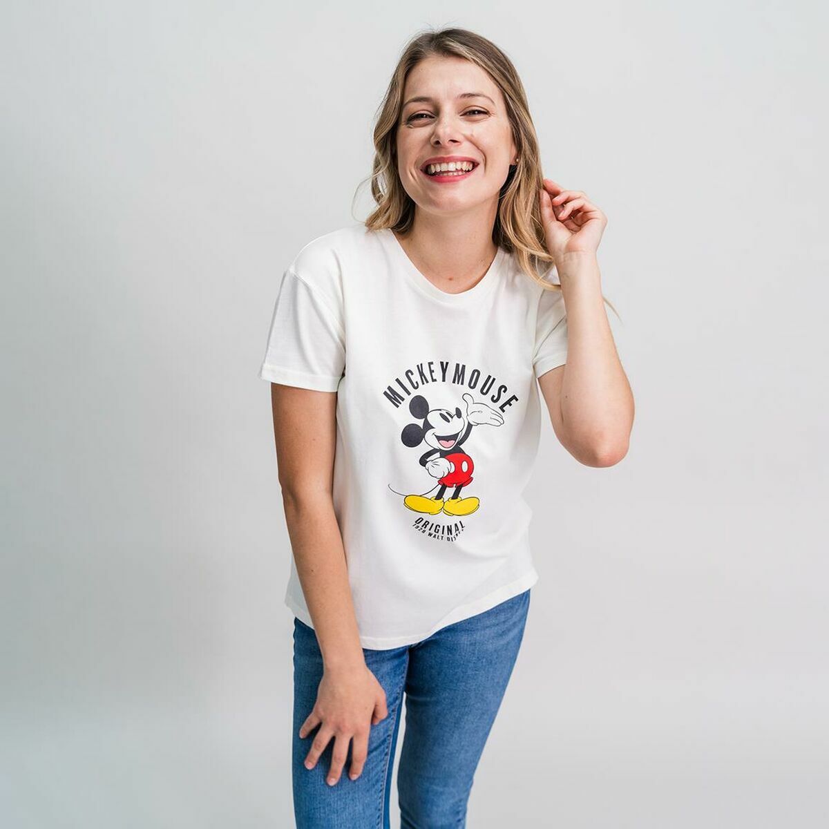 Women's Mickey Mouse Short Sleeve T-Shirt White-2