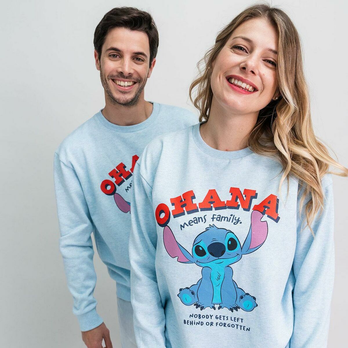 Толстовка без капюшона унисекс Stitch Светло Синий-4