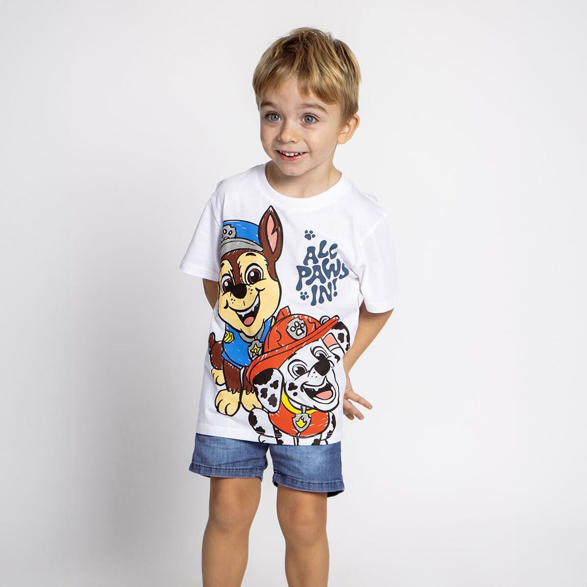Children's Short Sleeve T-Shirt The Paw Patrol White-3