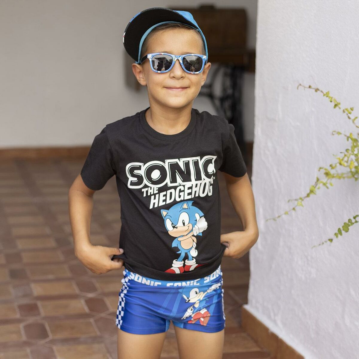 Children's Short Sleeve T-Shirt Sonic Black-4