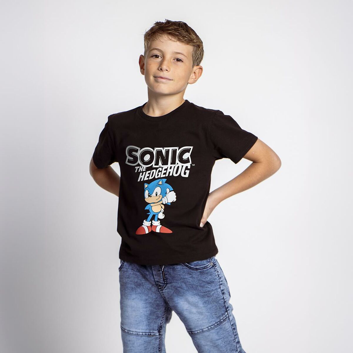 Children's Short Sleeve T-Shirt Sonic Black-6