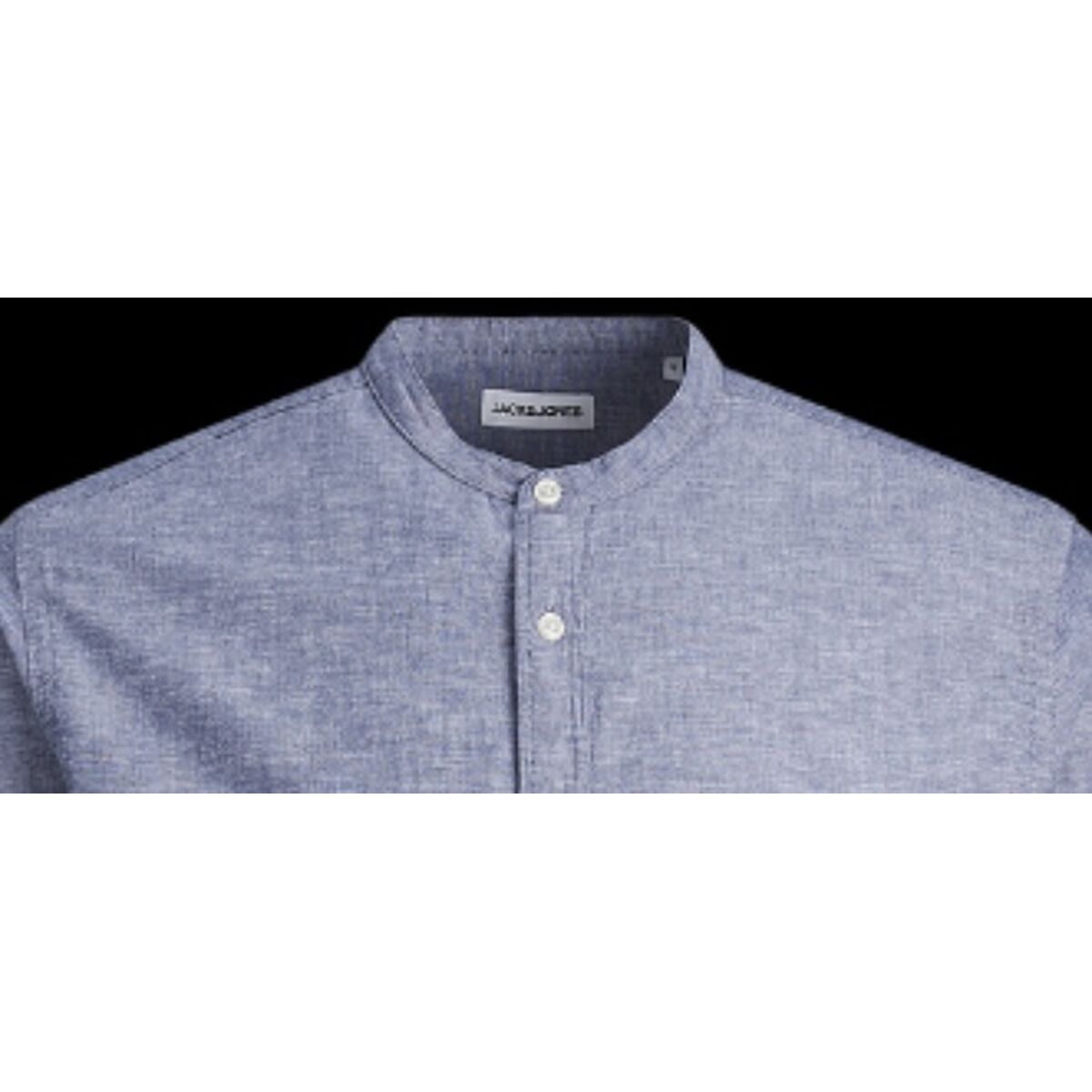 Рубашка с длинным рукавом мужская Jack & Jones JJELINEN BLEND BAND 12248581 Синий-3