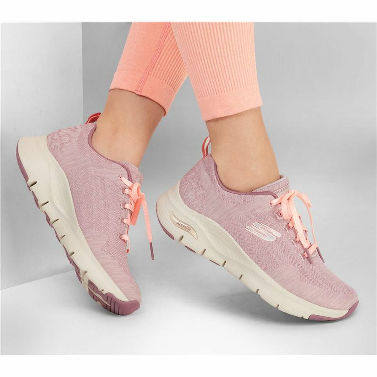 Женские спортивные кроссовки Skechers Arch Fit Comfy Wave Светло Pозовый-2
