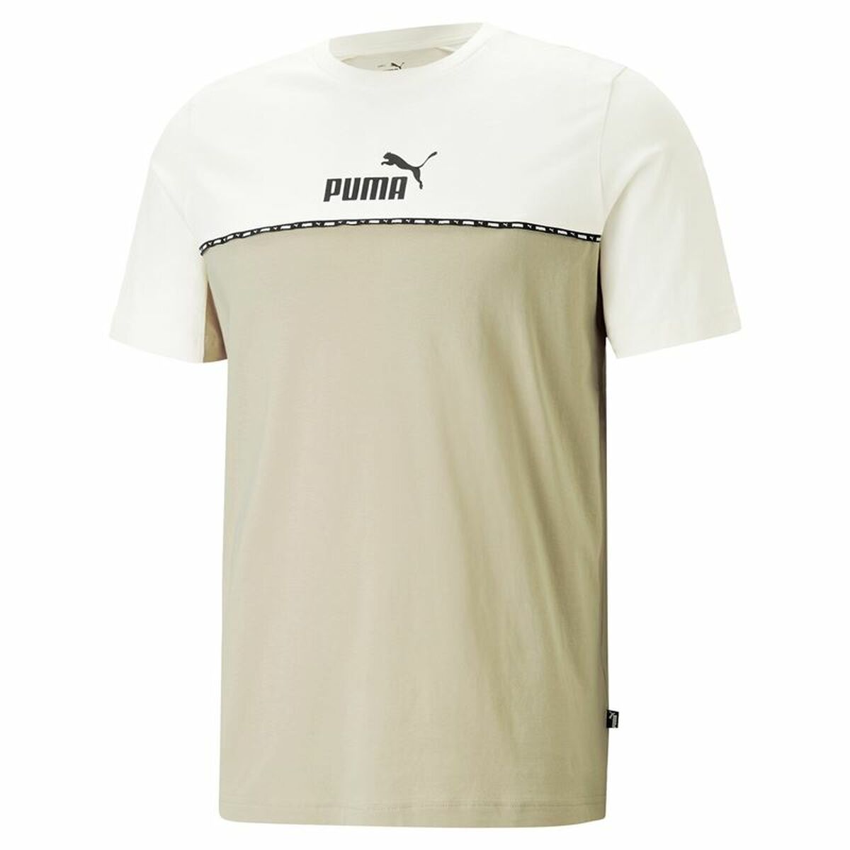 Puma Ess Block X Tape T-Shirt Beige Men's-6